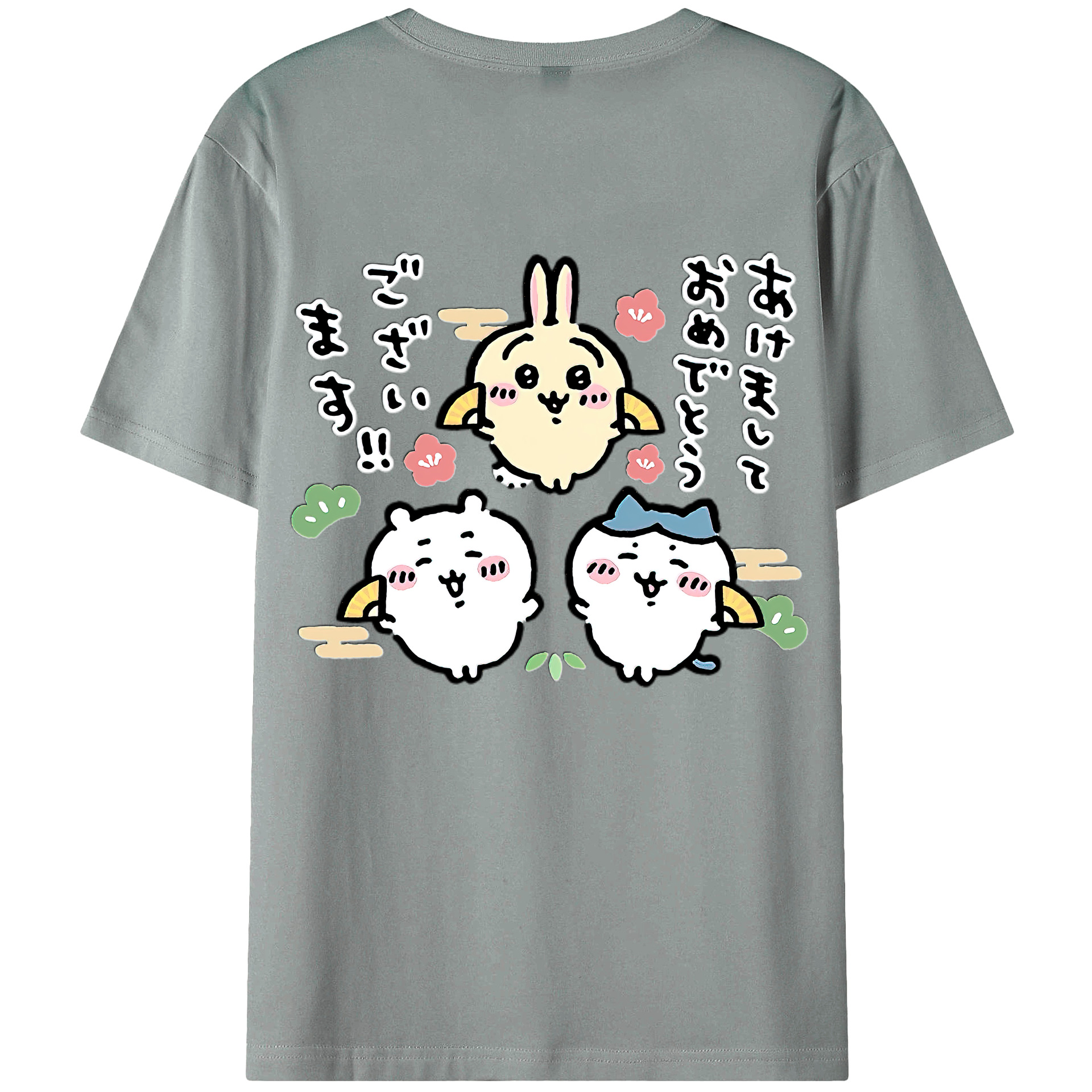 （画像用） ちいかわ ちいかわ Chii-kawa chiikawa 綿100％ メンズ半袖Tシャツ（バックプリント） 通気性